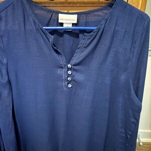 Liz Claiborne Navy Long Sleeve Henley Shirt